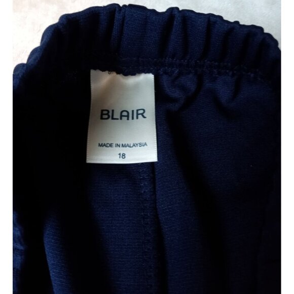 Blair Womens Pleated Straight Leg Pull On Pants Navy Blue Elastic Waist … - Picture 9 of 11